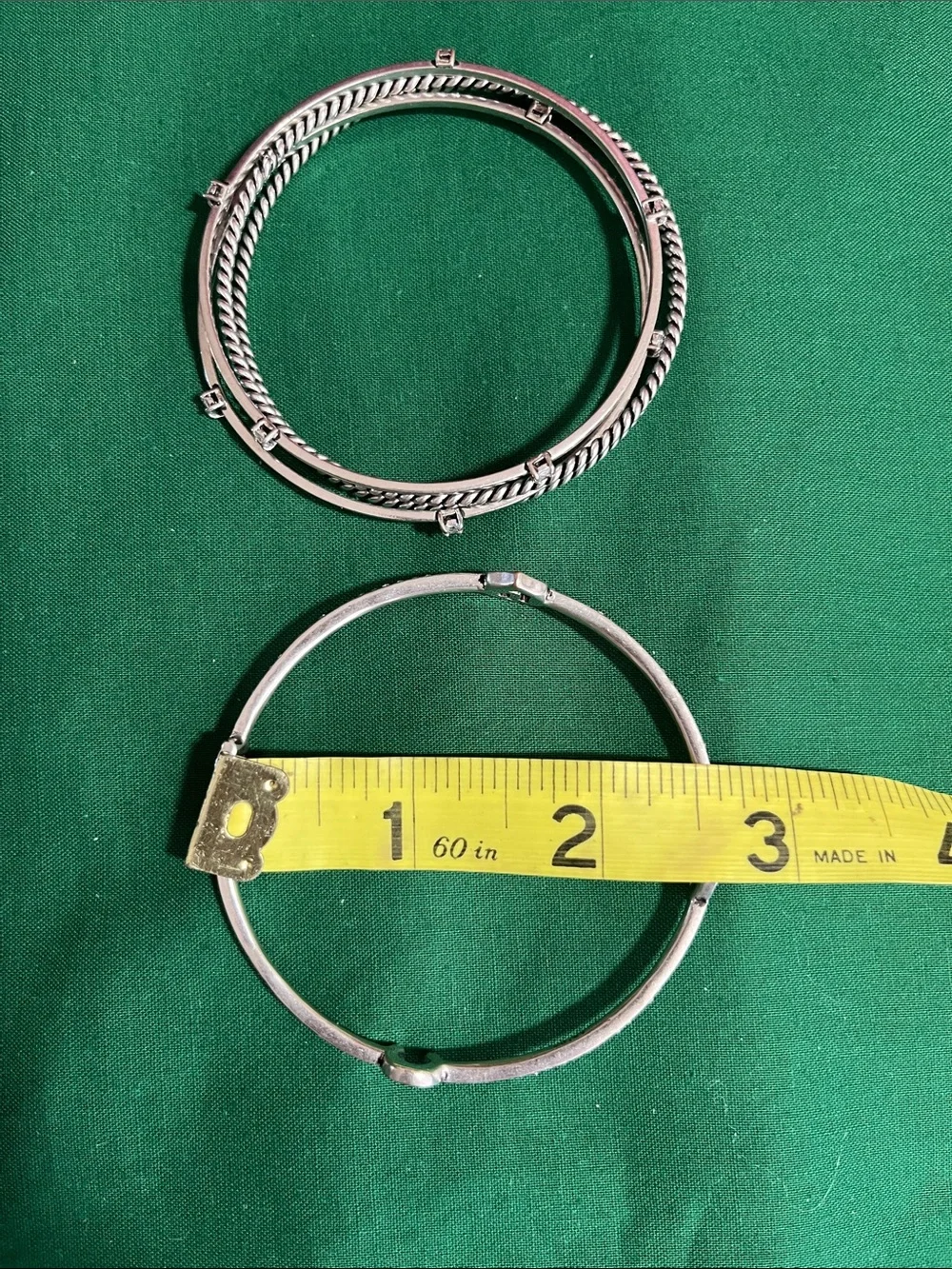 Juicy Couture Silver Tone Stacked Bangle Bracelet Set of 5.